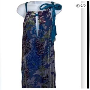 Hale Bob Sz S Blue Floral Halter Top